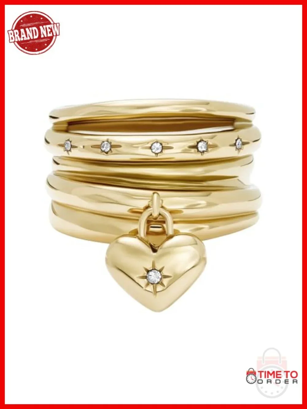 Stainless Steel Stacking Ring with Clear Stone